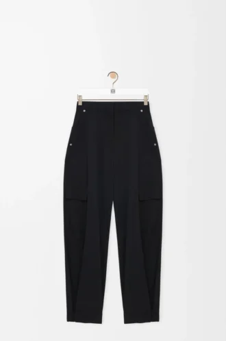 Pantaloni cargo in lana Nero