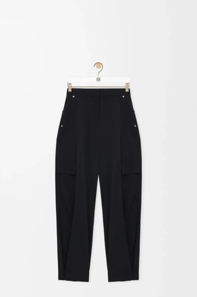 Pantaloni cargo in lana Nero