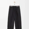 Pantaloni con cintura in lana e seta Nero Pantaloni con cintura in lana e seta Nero
