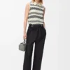 Pantaloni con cintura in lana e seta Nero Pantaloni con cintura in lana e seta Nero