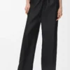 Pantaloni con cintura in lana e seta Nero Pantaloni con cintura in lana e seta Nero