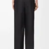 Pantaloni con cintura in lana e seta Nero Pantaloni con cintura in lana e seta Nero