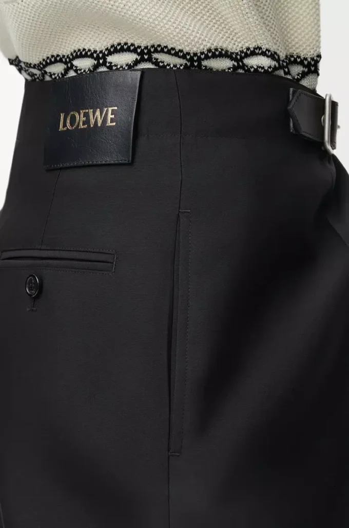 Pantaloni con cintura in lana e seta Nero Pantaloni con cintura in lana e seta Nero