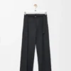 Pantaloni con cintura in lana Grigio scuro