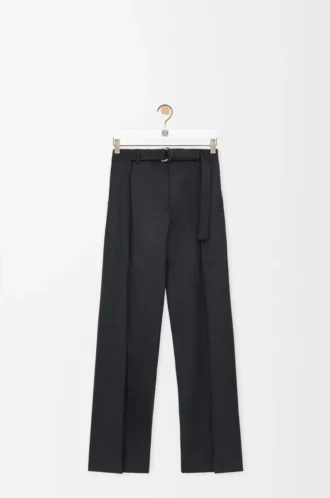 Pantaloni con cintura in lana Grigio scuro