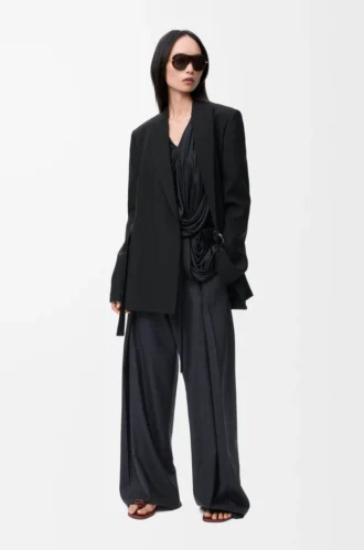 Giacca drappeggiata in lana Nero