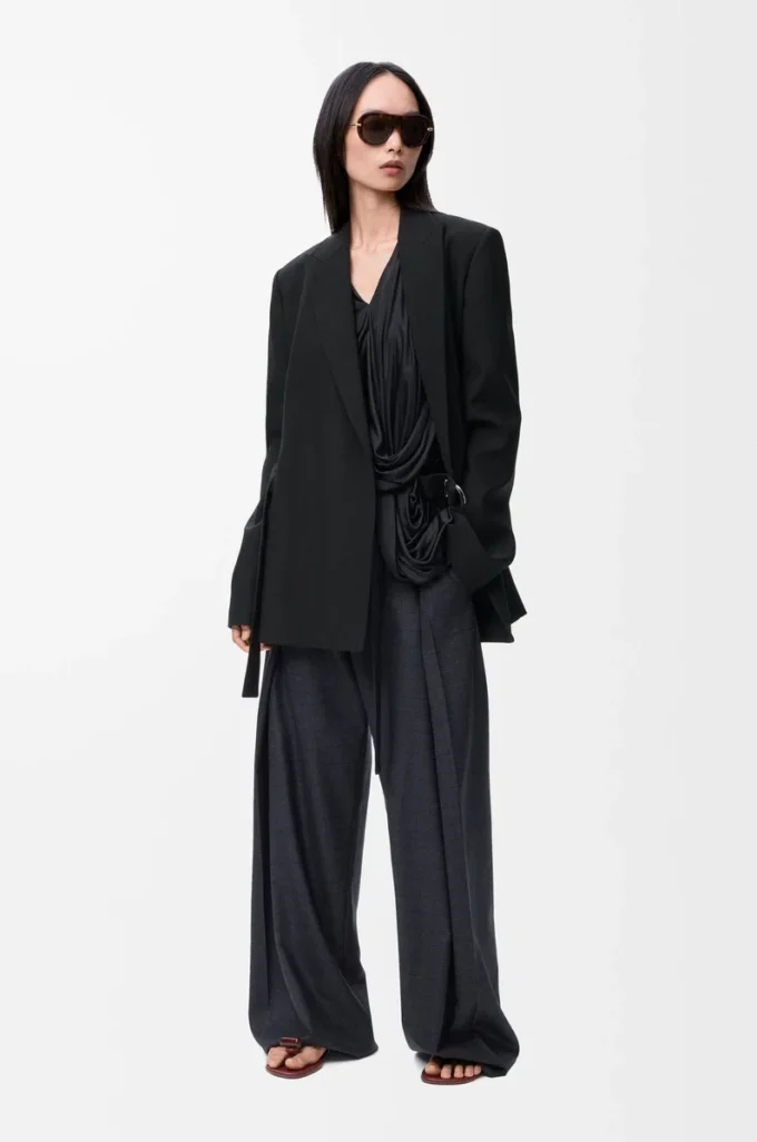 Giacca drappeggiata in lana Nero Giacca drappeggiata in lana Nero