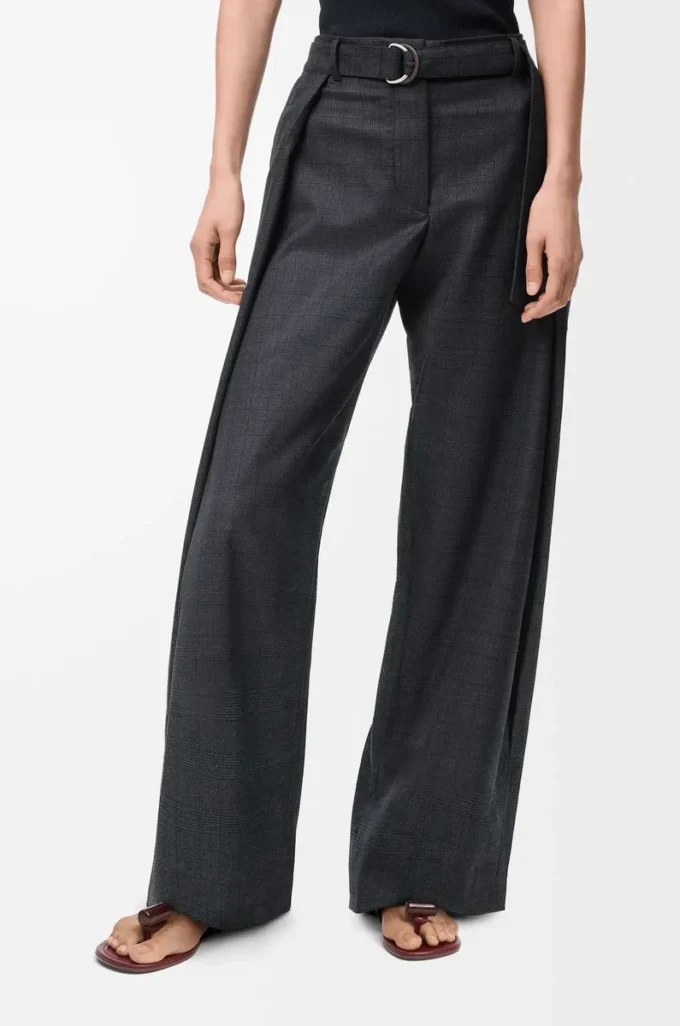 Pantaloni con cintura in lana Grigio scuro