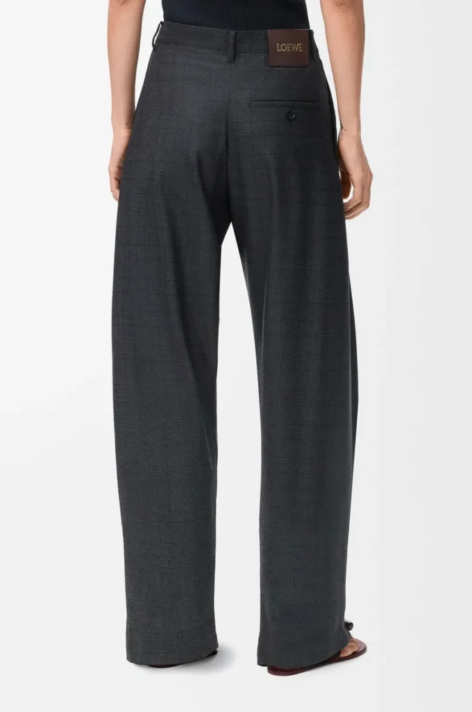 Pantaloni con cintura in lana Grigio scuro