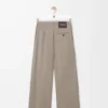 Pantaloni con cintura in lana Melange beige