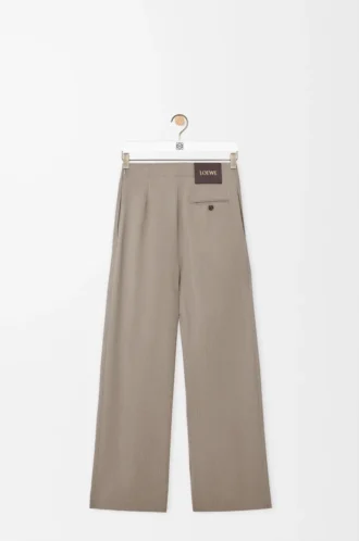 Pantaloni con cintura in lana Melange beige