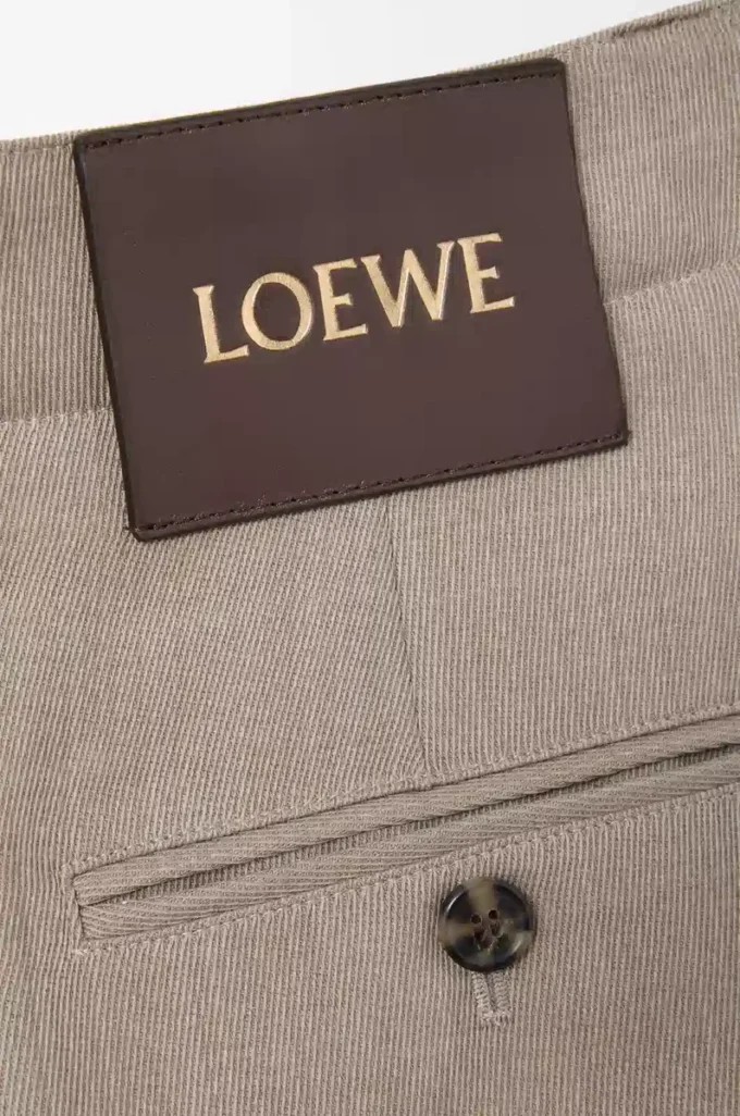 Pantaloni con cintura in lana Melange beige