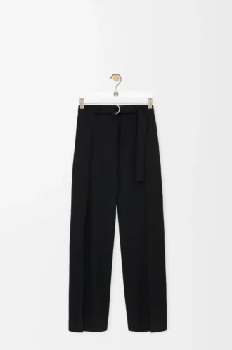 Pantaloni con cintura in lana Nero