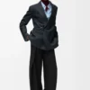 Pantaloni con cintura in lana Nero