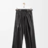 Pantaloni con cintura in pelle di agnello nappa Nero Pantaloni con cintura in pelle di agnello nappa Nero