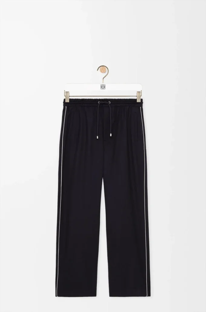 Pantaloni con coulisse in lana blu navy Pantaloni con coulisse in lana blu navy