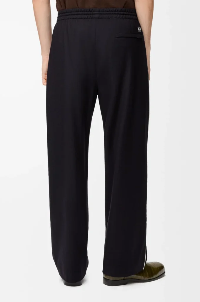 Pantaloni con coulisse in lana blu navy Pantaloni con coulisse in lana blu navy