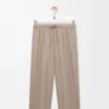 Pantaloni con coulisse in lana e cashmere Beige Melange Pantaloni con coulisse in lana e cashmere Beige Melange