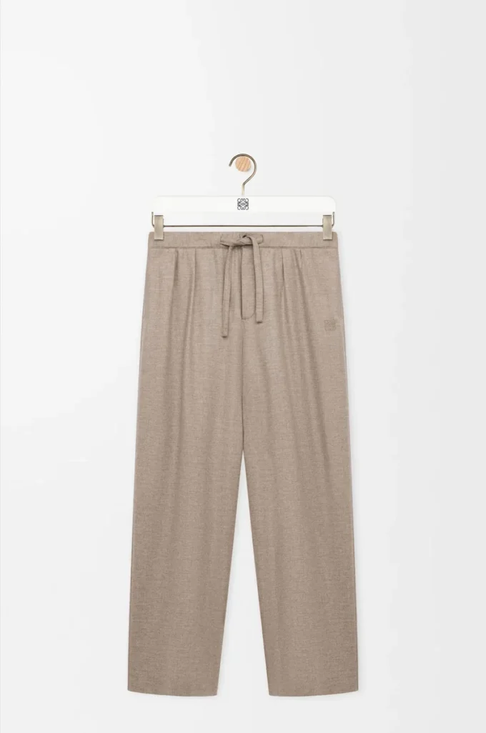 Pantaloni con coulisse in lana e cashmere Beige Melange Pantaloni con coulisse in lana e cashmere Beige Melange