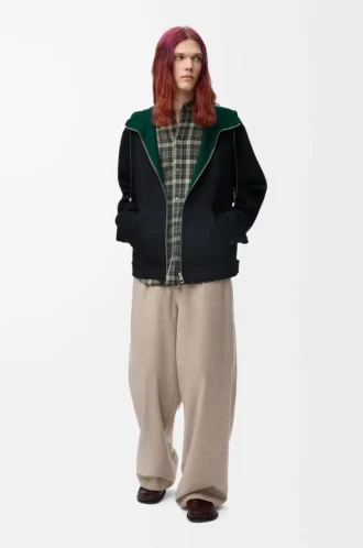 Pantaloni con coulisse in lana e cashmere Beige Melange