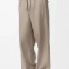 Pantaloni con coulisse in lana e cashmere Beige Melange Pantaloni con coulisse in lana e cashmere Beige Melange