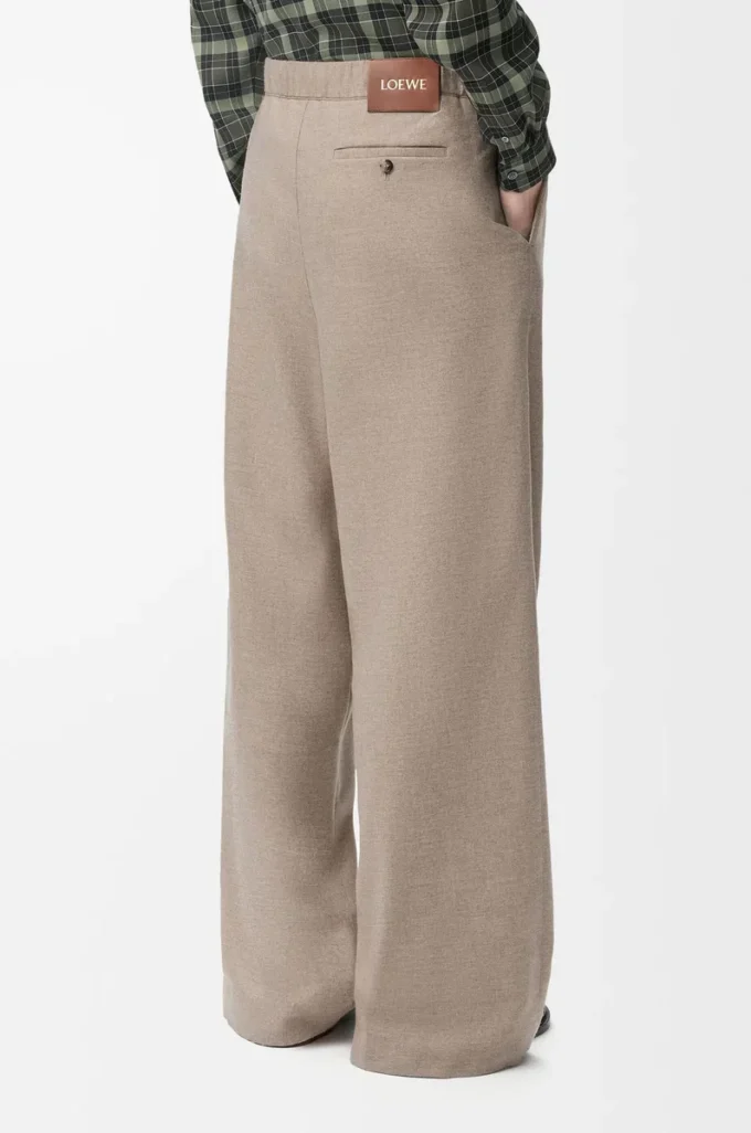 Pantaloni con coulisse in lana e cashmere Beige Melange Pantaloni con coulisse in lana e cashmere Beige Melange
