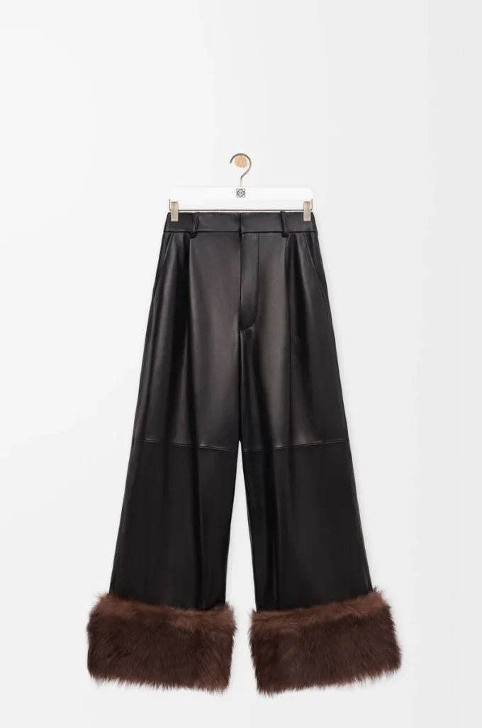 Pantaloni con risvolto in nappa di agnello Nero Pantaloni con risvolto in nappa di agnello Nero