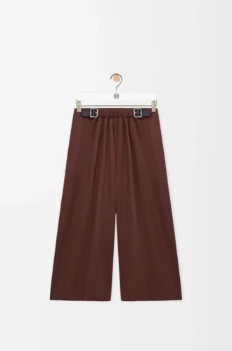 Pantaloni corti con cintura in cotone e seta Coffee