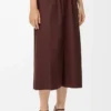 Pantaloni corti con cintura in cotone e seta Coffee