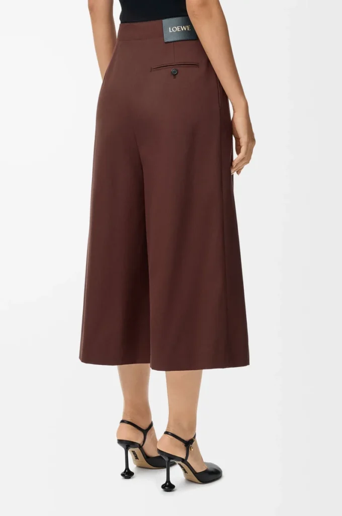 Pantaloni corti con cintura in cotone e seta Coffee