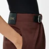 Pantaloni corti con cintura in cotone e seta Coffee