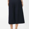 Pantaloni corti con cintura in lana blu navy