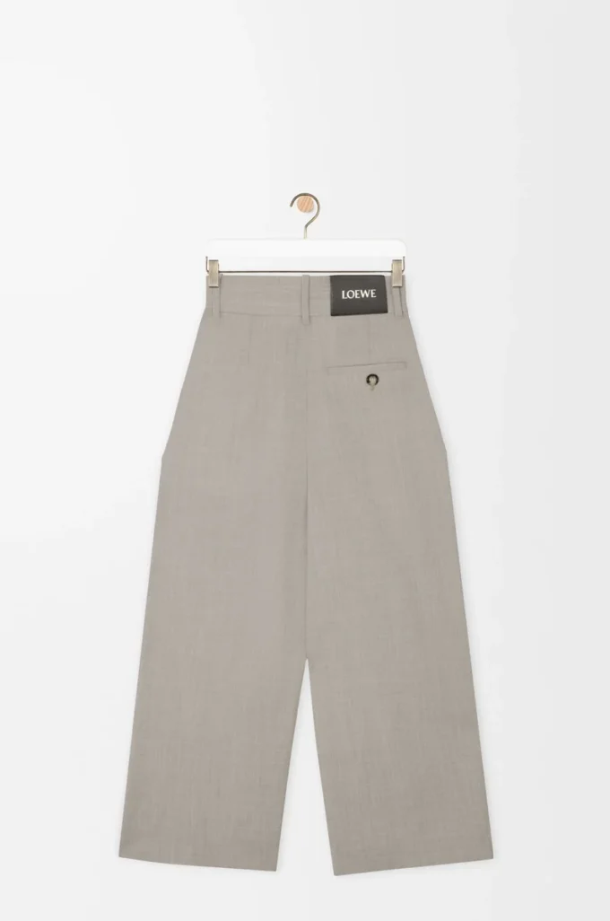 Pantaloni cropped avvolgenti in lana Light Beige Melange Pantaloni cropped avvolgenti in lana Light Beige Melange