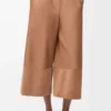 Pantaloni cropped in nappa di agnello e pelle scamosciata di capra Toffee