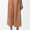 Pantaloni cropped in nappa di agnello e pelle scamosciata di capra Toffee