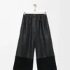 Pantaloni cropped in pelle di agnello nappa e pelle scamosciata di capra Nero
