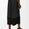 Pantaloni cropped in pelle di agnello nappa e pelle scamosciata di capra Nero
