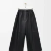 Pantaloni cropped in pelle di agnello nappa Nero