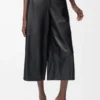 Pantaloni cropped in pelle di agnello nappa Nero