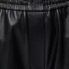 Pantaloni cropped in pelle di agnello nappa Nero