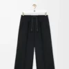 Pantaloni cropped in viscosa elasticizzata Nero