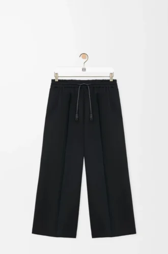 Pantaloni cropped in viscosa elasticizzata Nero