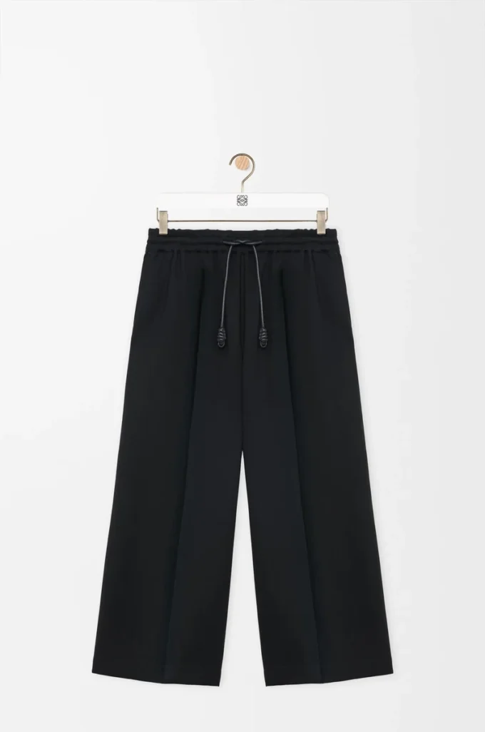 Pantaloni cropped in viscosa elasticizzata Nero