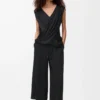 Pantaloni cropped in viscosa elasticizzata Nero