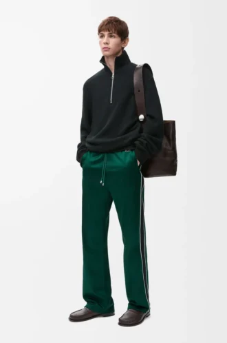 Pantaloni da tuta in jersey tecnico verde scuro Pantaloni da tuta in jersey tecnico verde scuro