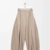 Pantaloni drappeggiati in cotone e seta Beige Pantaloni drappeggiati in cotone e seta Beige