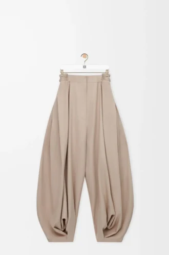 Pantaloni drappeggiati in cotone e seta Beige Pantaloni drappeggiati in cotone e seta Beige