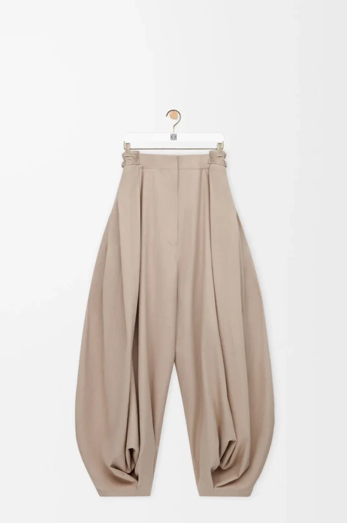Pantaloni drappeggiati in cotone e seta Beige Pantaloni drappeggiati in cotone e seta Beige