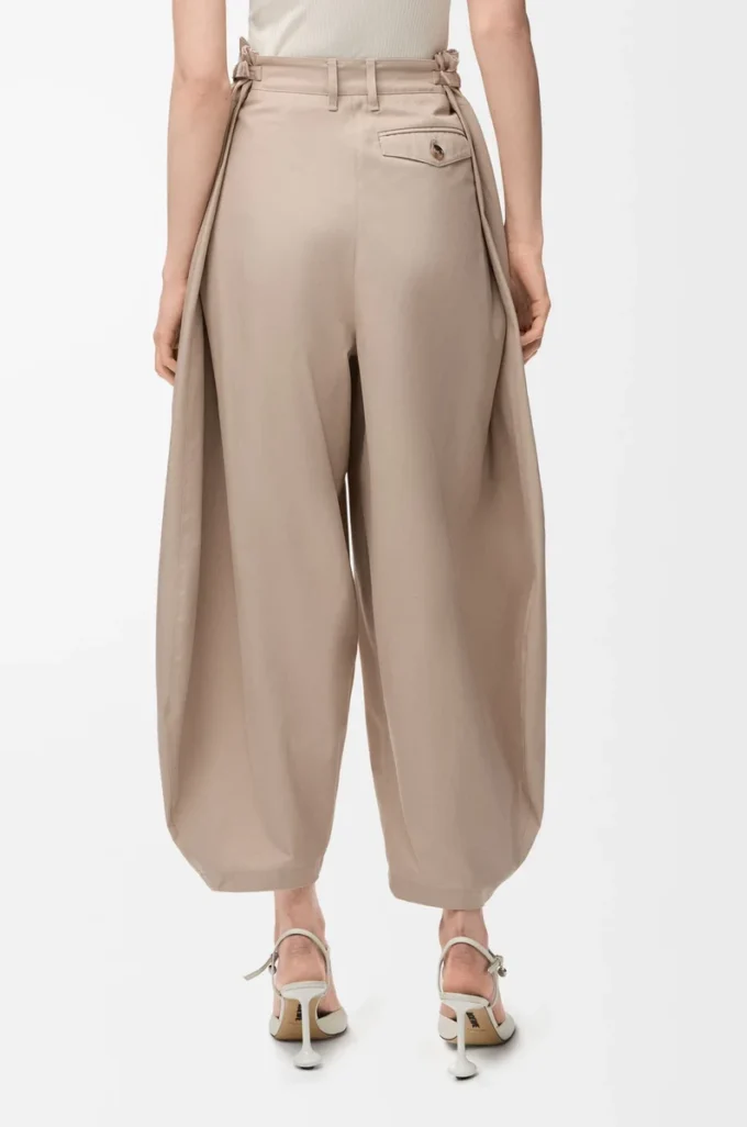 Pantaloni drappeggiati in cotone e seta Beige Pantaloni drappeggiati in cotone e seta Beige
