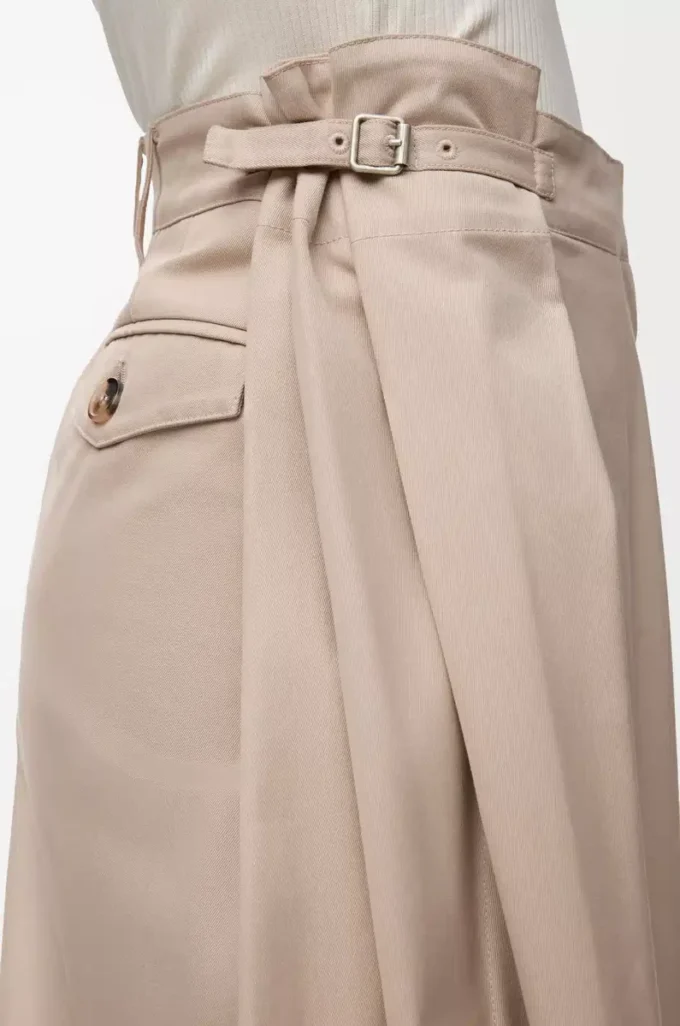Pantaloni drappeggiati in cotone e seta Beige Pantaloni drappeggiati in cotone e seta Beige